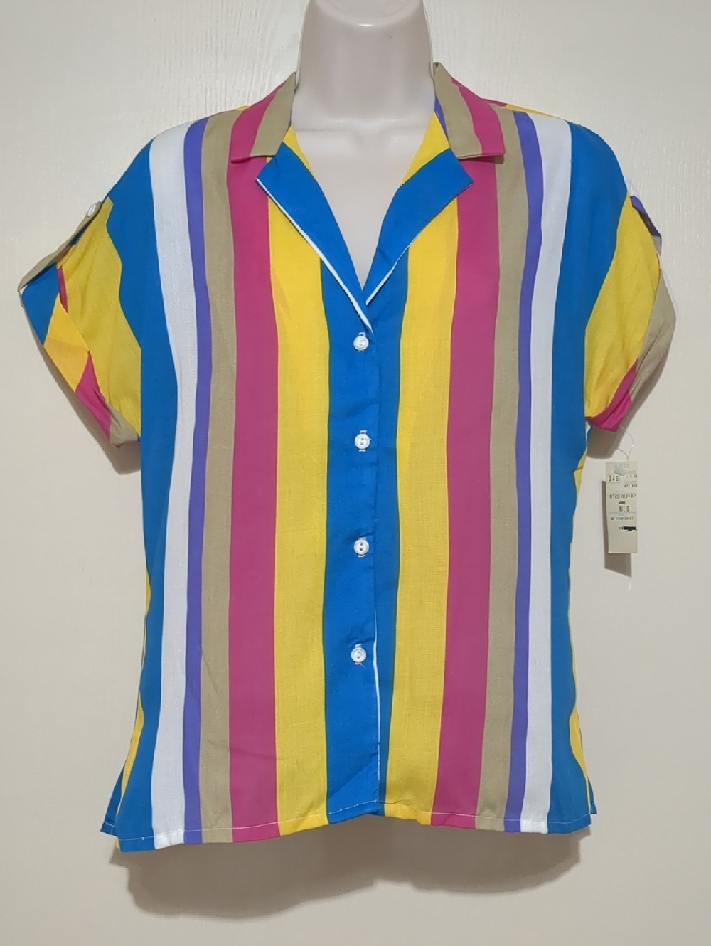 Vintage fritzi women's Multi Color Blouse Size Medium NWT